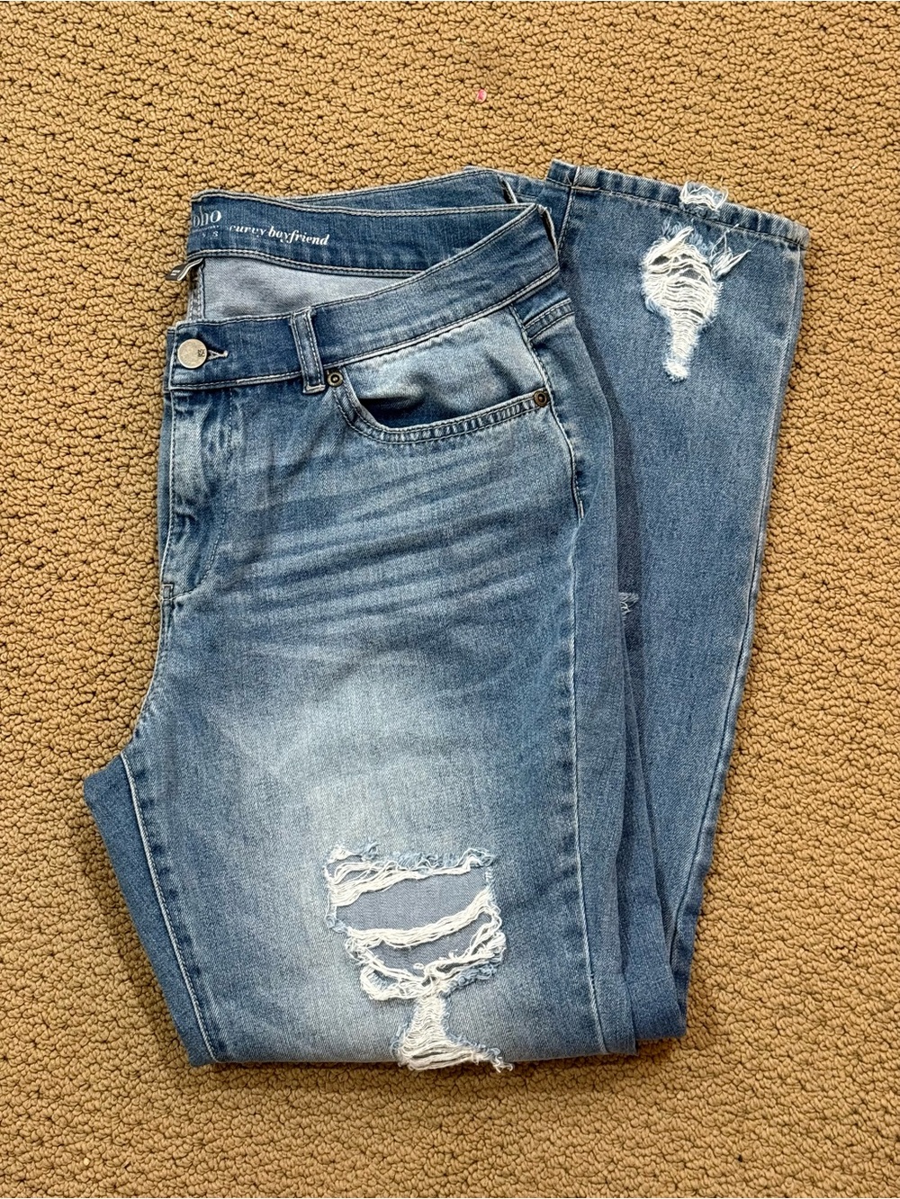 New York & Company Light Blue Distressed Boyfriend Jeans